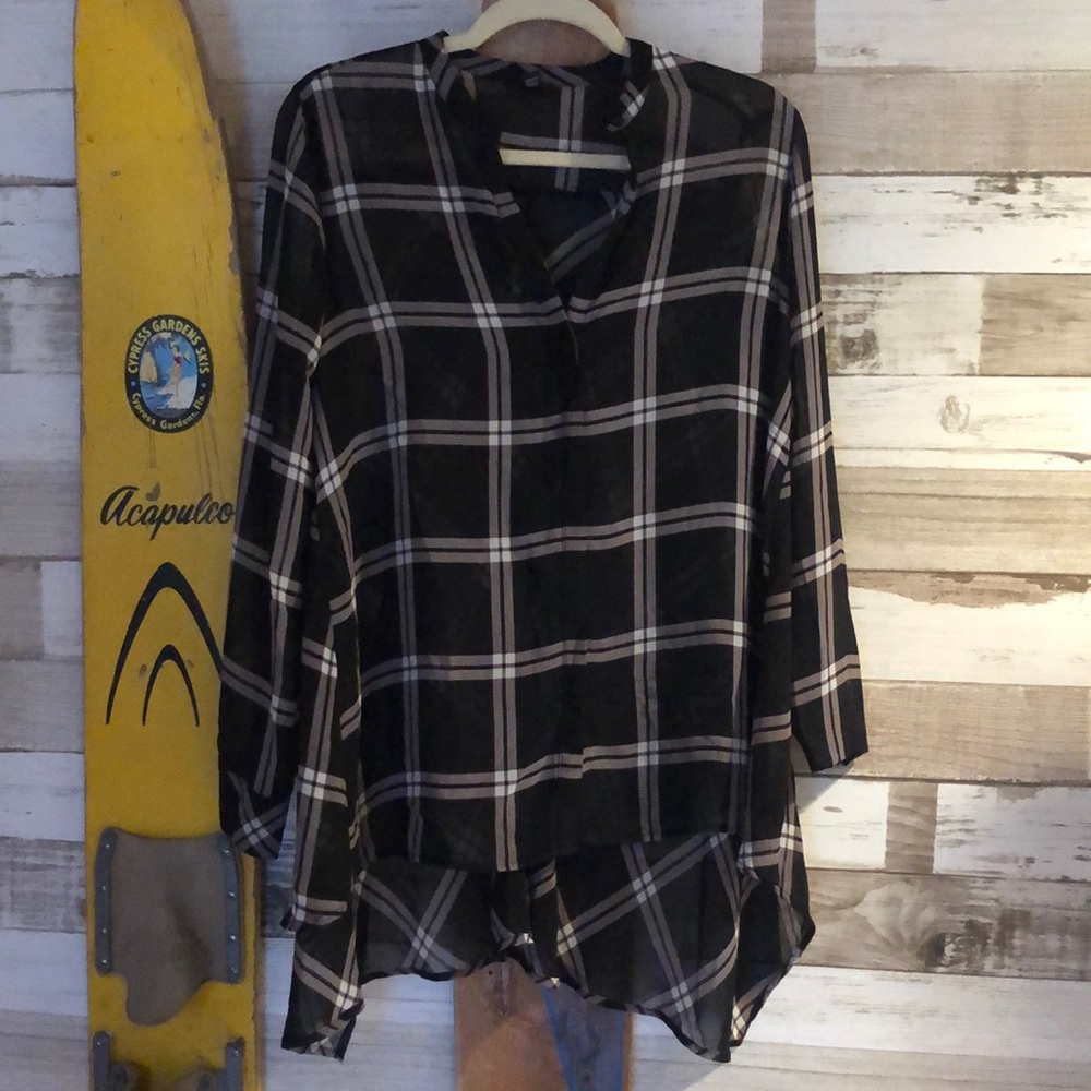 a.n.a. Plaid Silk Button down